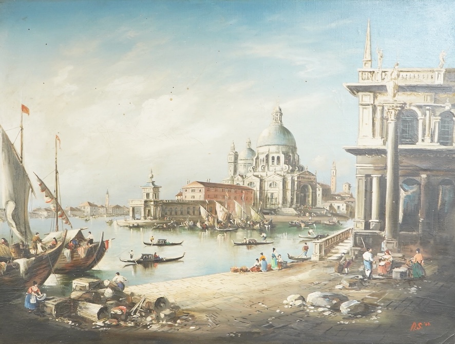 A.S. monogrammist, Basilica Santa Maria, Della Salute, Venice, monogrammed and dated '67, oil on canvas, 45 x 60cm, ornate gilt frame